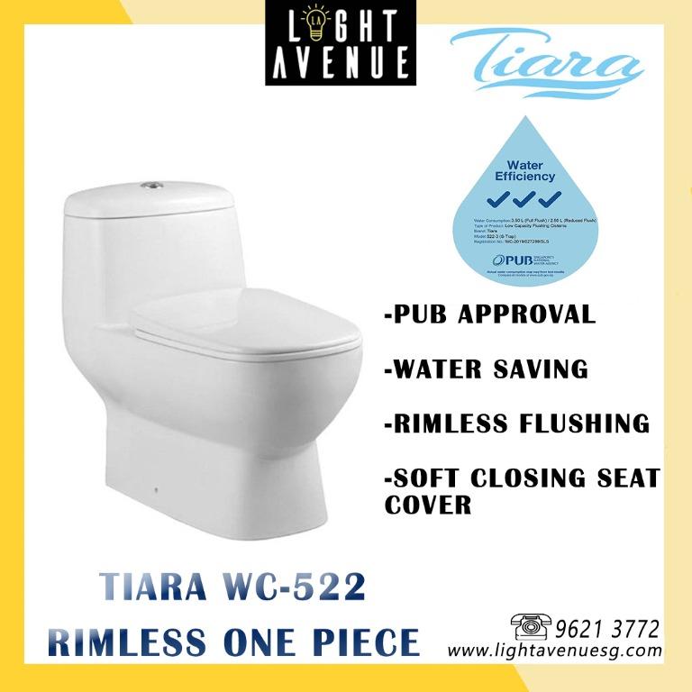 Tiara Wc 522 Rimless One Piece Toilet Bowl Furniture Home Living Bathroom Kitchen Fixtures On Carousell