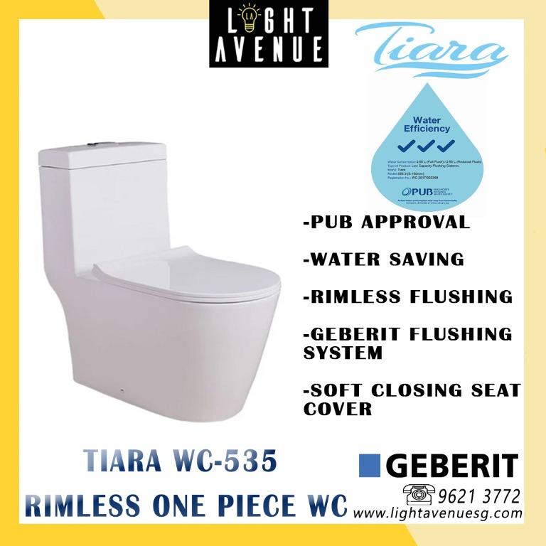Tiara Wc 535 Rimless One Piece Toilet Bowl Furniture Home Decor Others On Carousell
