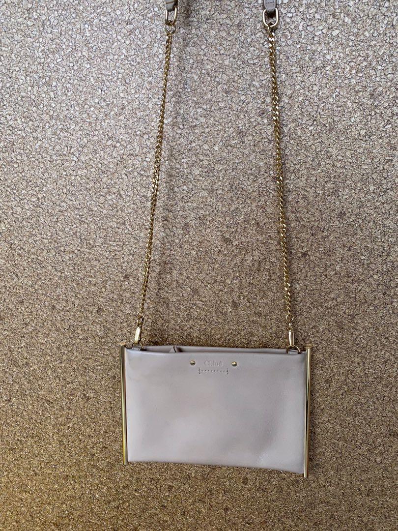Chloe Roy Mini Clutch Blush Bag in smooth calfskin with detachable sling chain