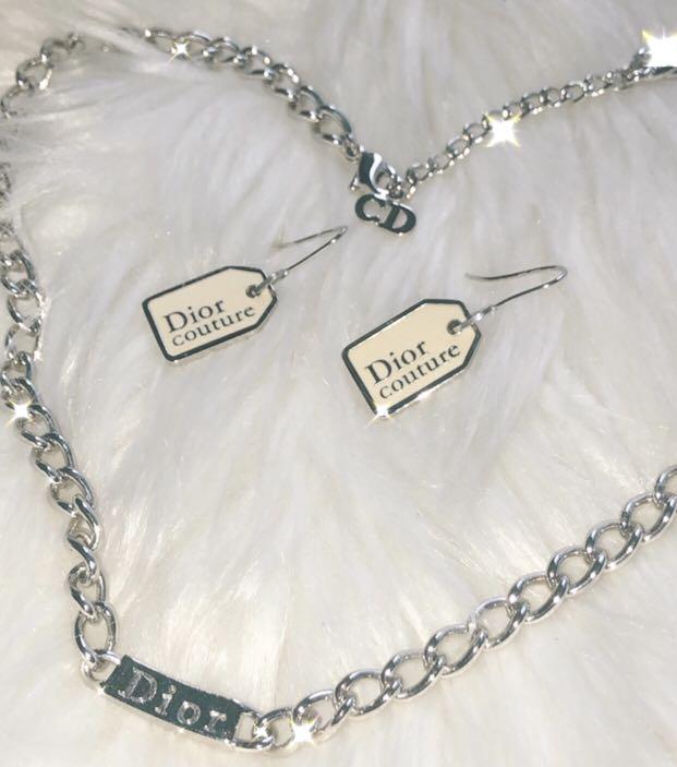 Authentic Christian Dior hook earrings & necklace (Category: Luxury Accessories) located in Makati City. Submitted by cindiorella (Listing ID 1066979756, Image 1). Description: 100% guaranteed authentic Both in good condition 🤍 SOLD SEPARATELY necklace - Php 17k (no inclusions) hook earrings - Php 13,800 (comes w/ original pouch).