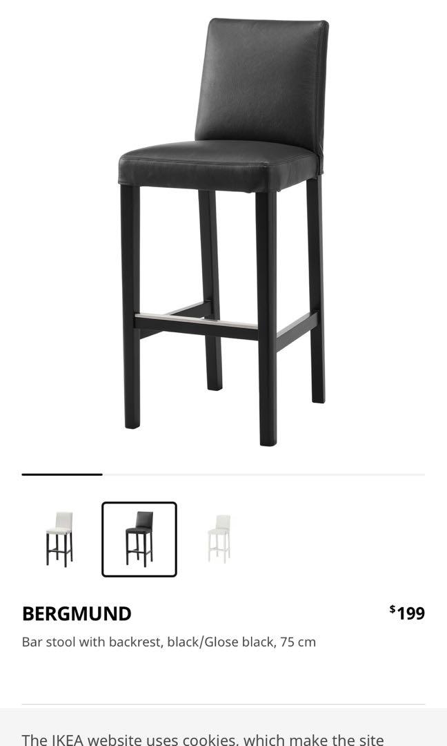 Bergmund bar stool (IKEA) x 2 (65cm) , Furniture & Home Living