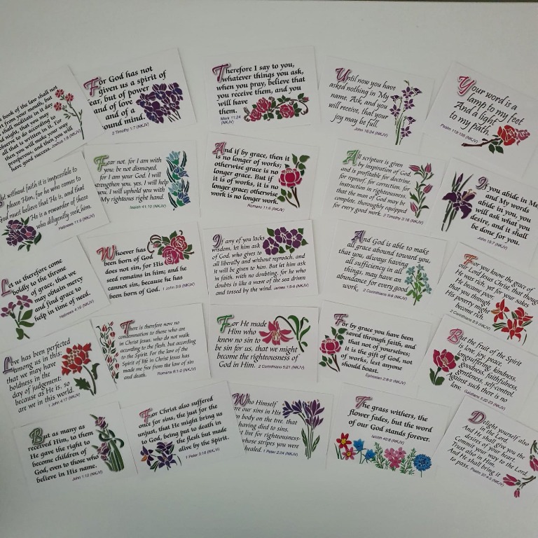 Bible Verse Pack 25 Cards Floral Design Hobbies Toys Stationery Craft Art Prints On Carousell