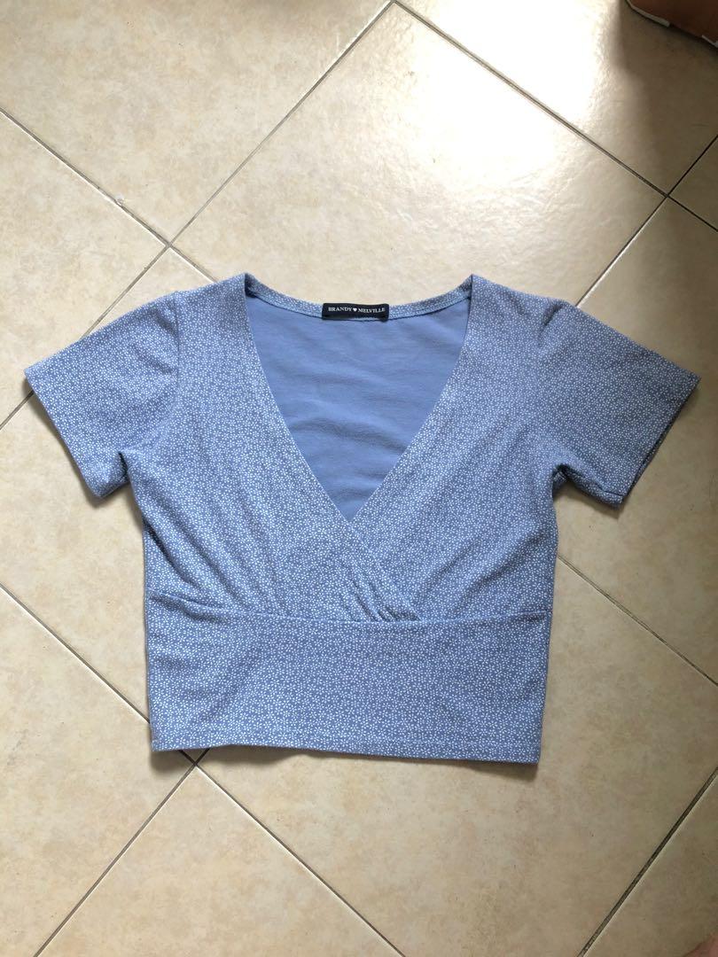 Blue Floral Amara Top Brandy Melville Rare Women S Fashion Tops Other Tops On Carousell