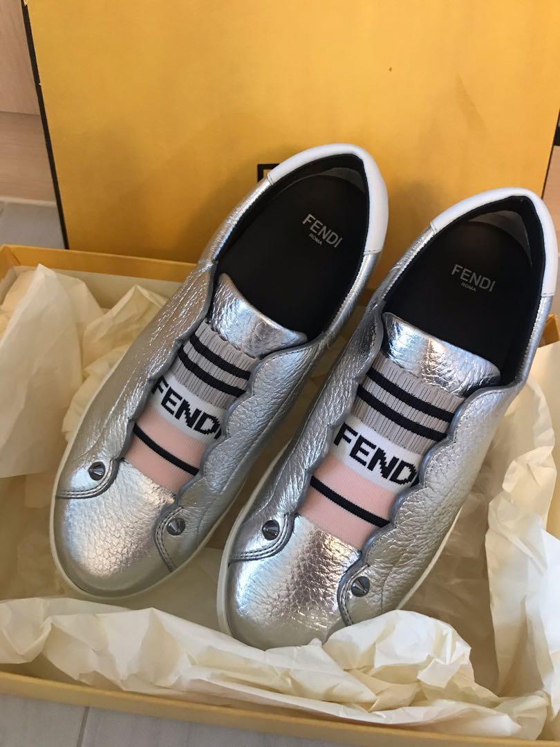 Fendi silver sneakers online