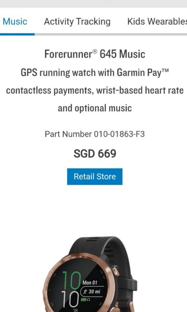Brand New Garmin Forerunner 645 Black Music