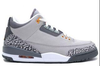 BRAND NEW WITH BOX AIR JORDAN 3 (III) RETRO – SILVER / SPORT RED – LIGHT GRAPHITE – ORANGE PEEL