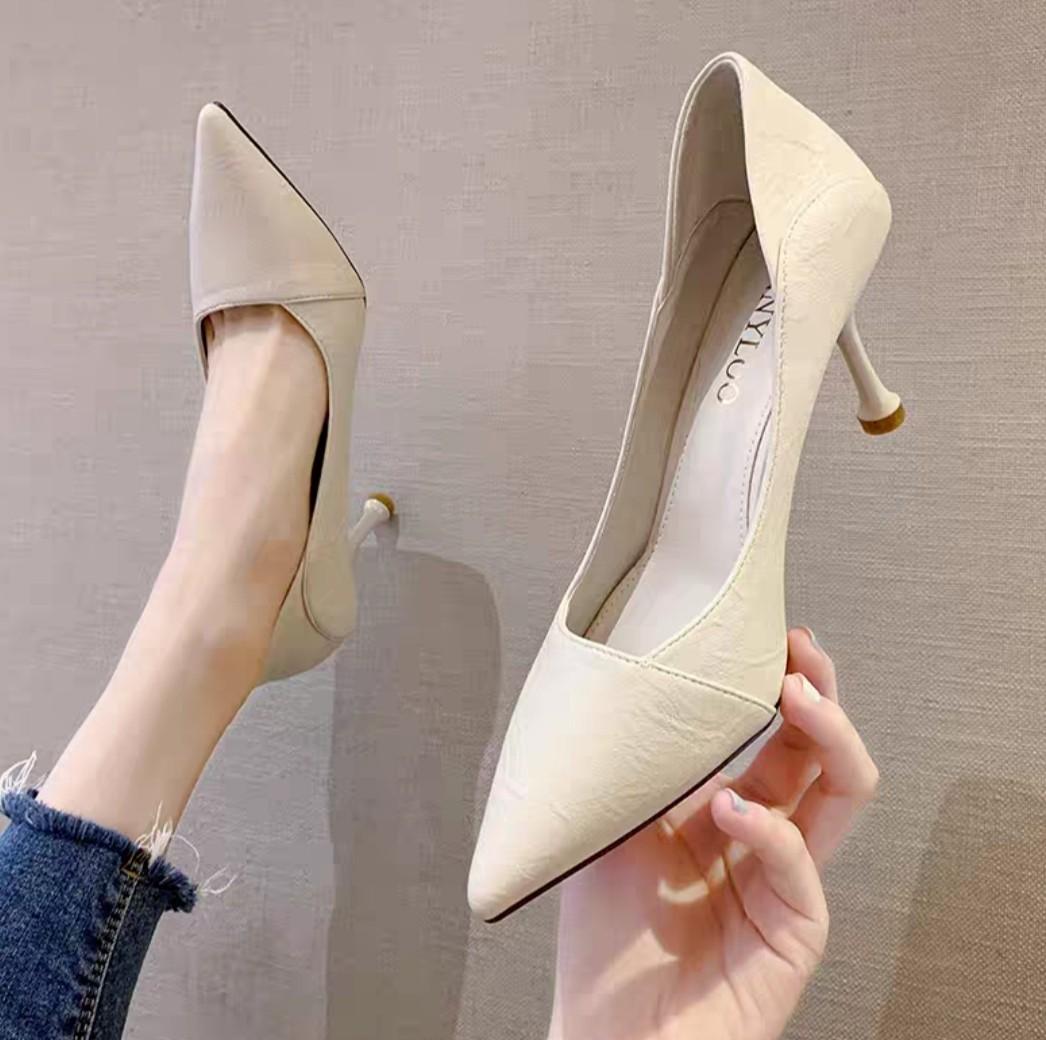 cream pointed heels