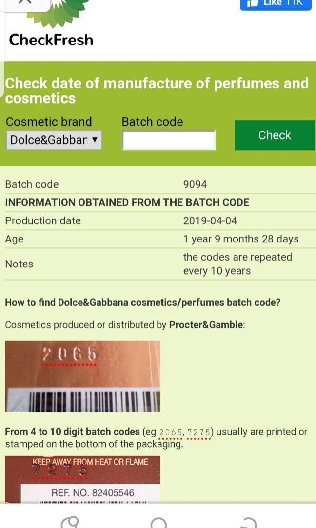 Dolce and shop gabbana batch code