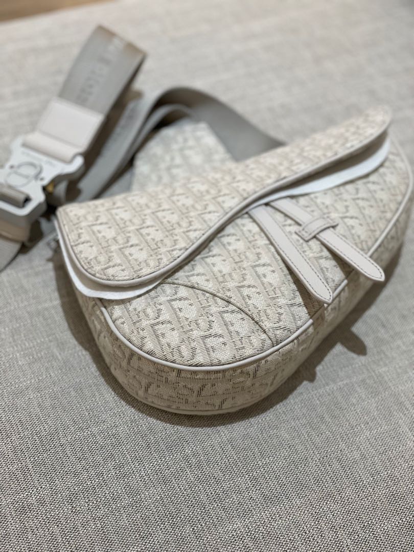 Dior oblique cheap saddle bag white