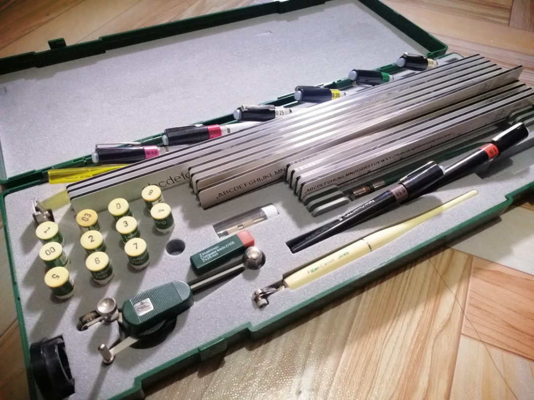 Vintage FaberCastell Lettering Set Drafting Tools (Leroy), Hobbies