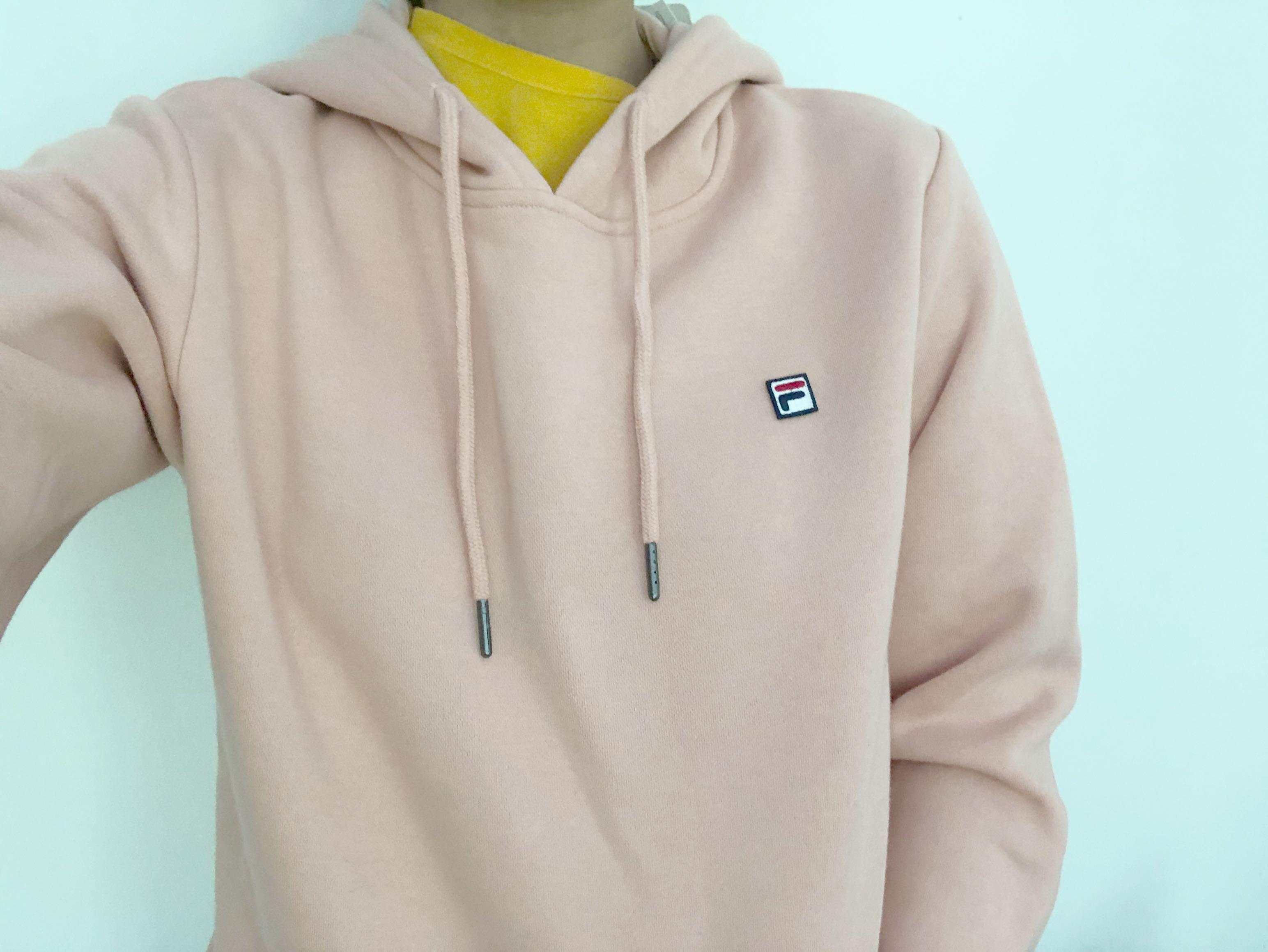 Fila Mellow Rose Pink Badge Logo Hoodie Women s Fashion Coats Jackets and Outerwear on Carousell