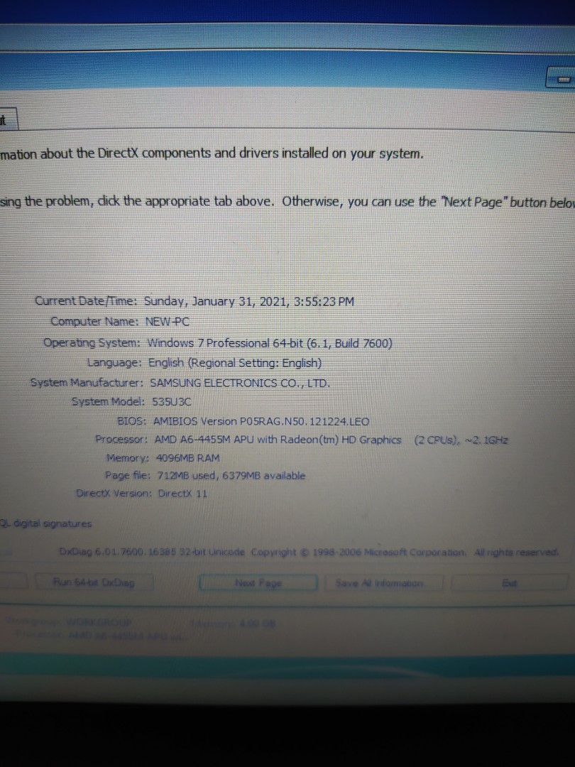 for sale or for swap samsung amd a6 laptop