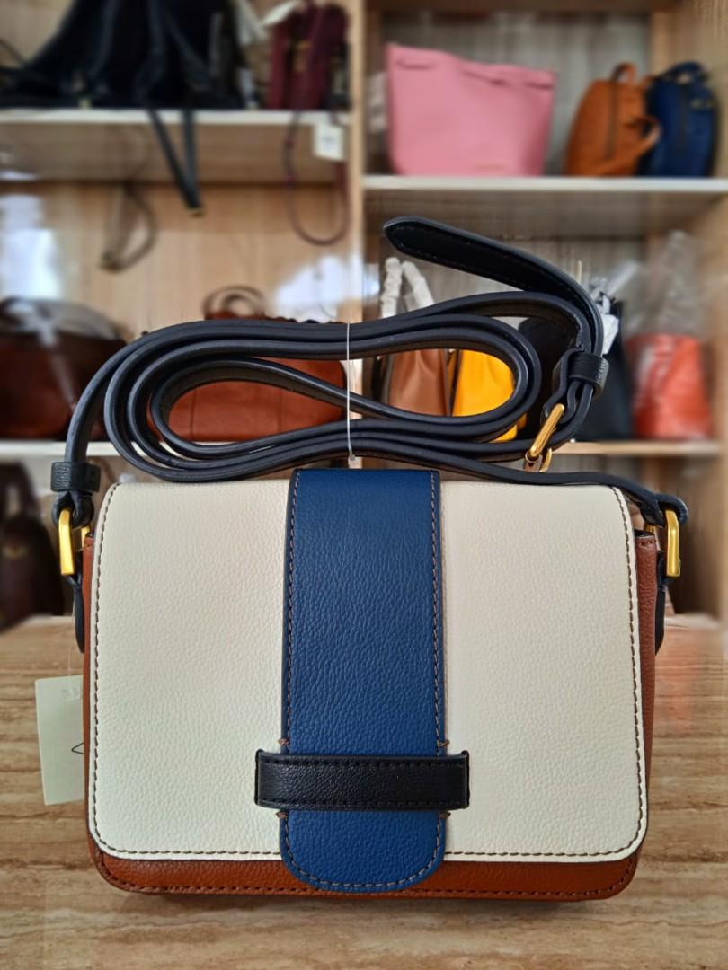 Fossil Mandy Small Crossbody Leather Navy Multi Barang Mewah Tas
