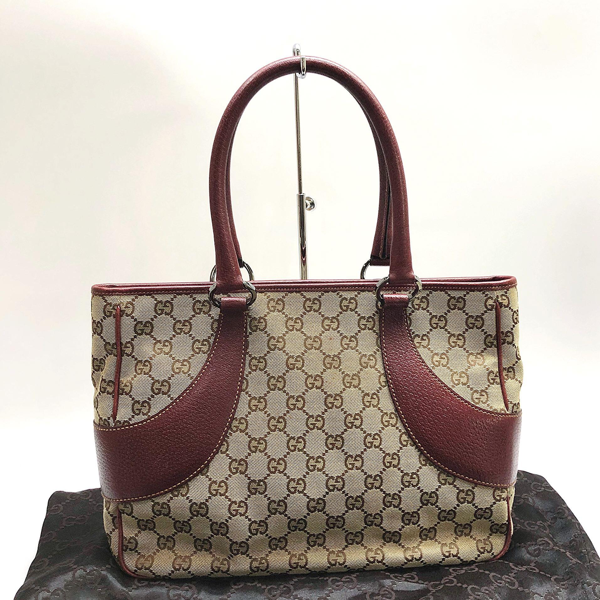 GUCCI 113011 RED GG CANVAS HAND BAG 217001841 -, Women's Fashion ...