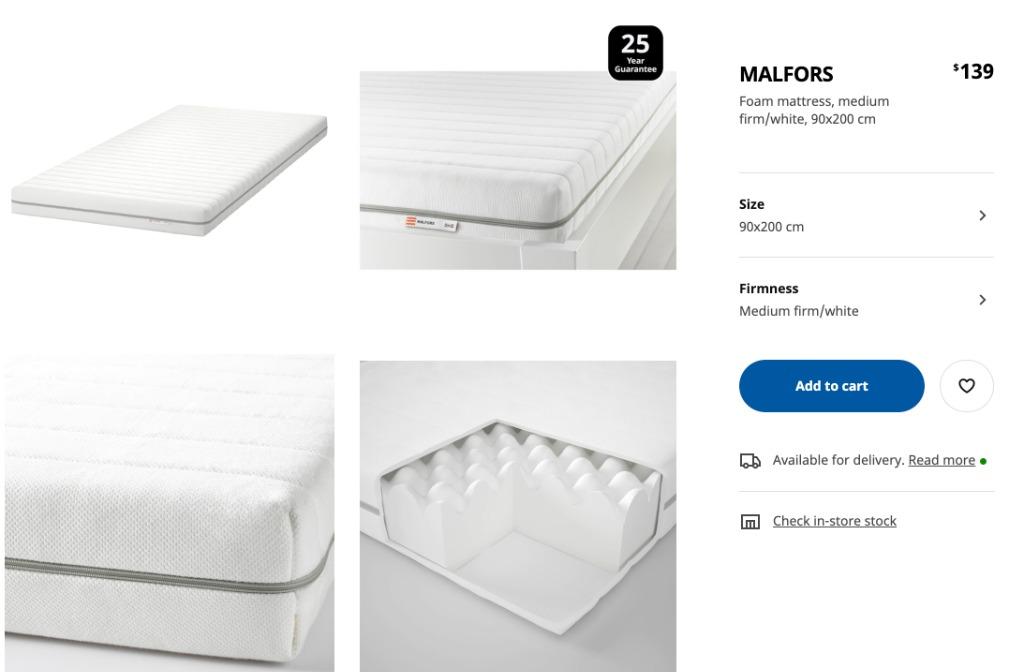 malfors foam mattress medium firm white