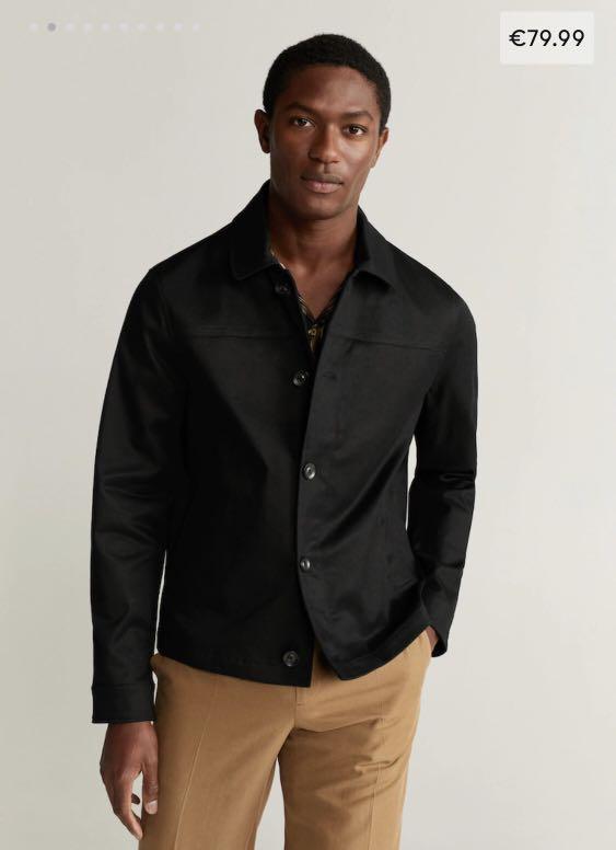 Mango black buttoned cotton coat Clearance