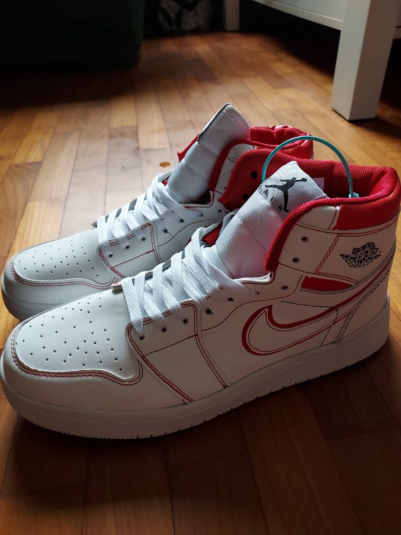 Nike Air Jordan 1 White Red High Top Shoes Men s Fashion