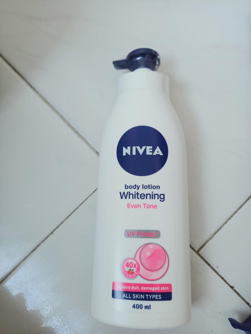 nivea whitening body lotion on face