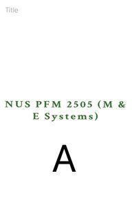 NUS PFM PF2505 NOTES (M&E Systems)