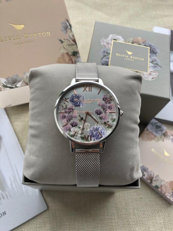 Sunlight florals deals silver mesh watch
