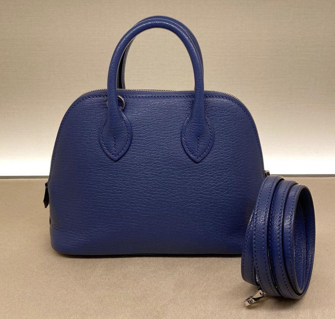Price reduced Hermes Bolide Mini Blue Agate Chevre