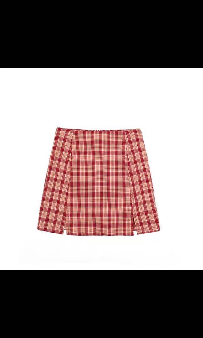 Red and white checkered skirt clearance
