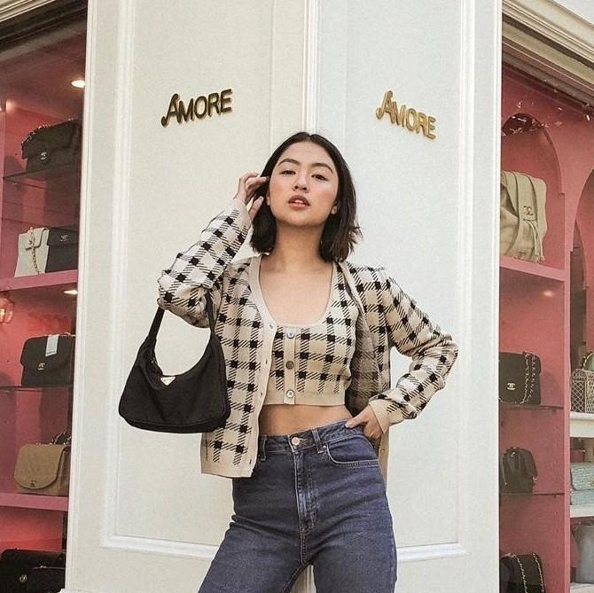 knitted top and cardigan