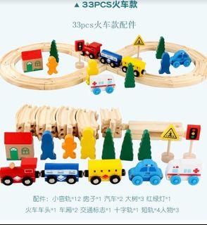 33pcs Wooden Train Track Toys Set Brand New