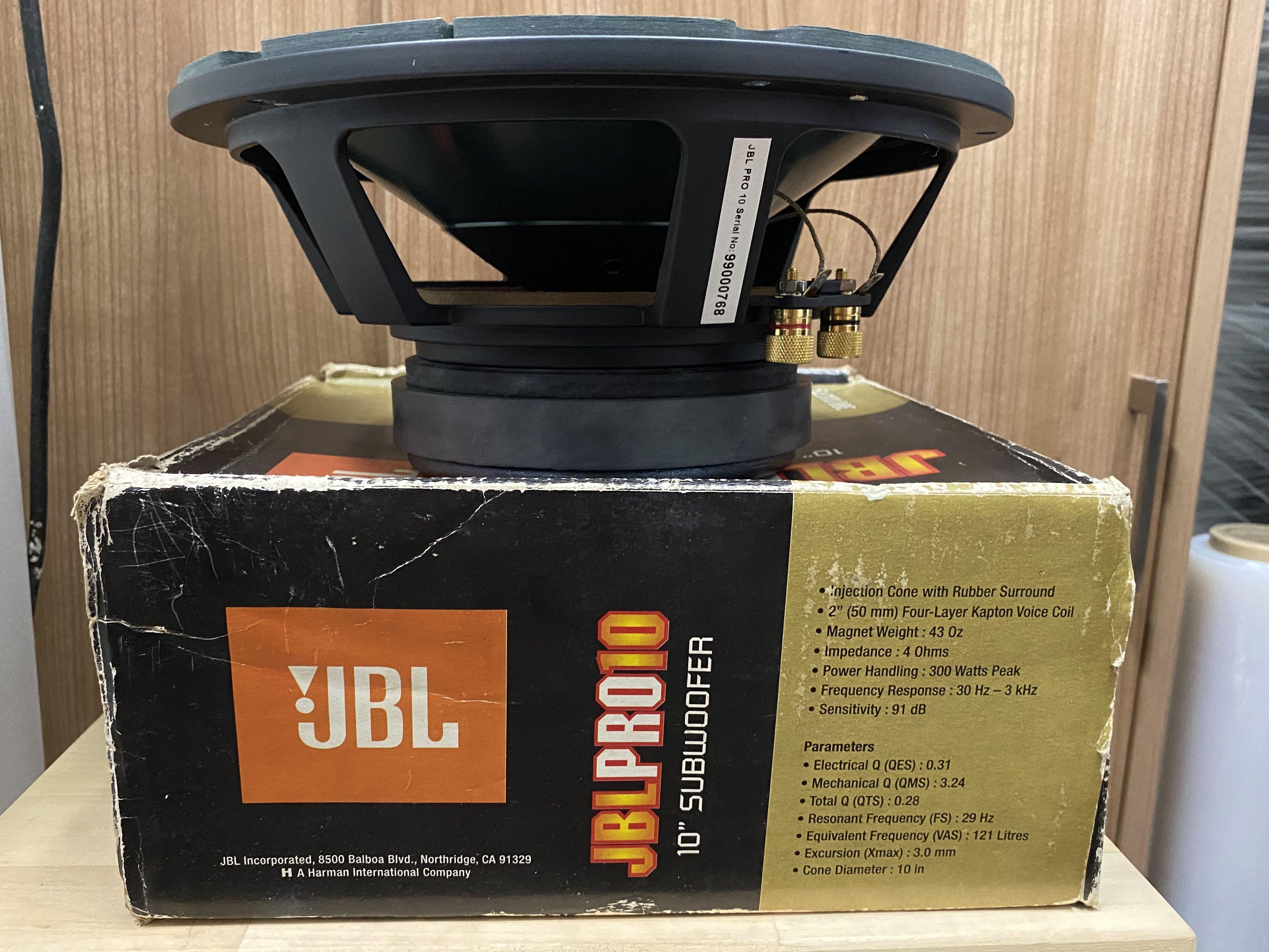 Selling JBL 10” subwoofer speaker with grill, jbl 4 channel amplifier