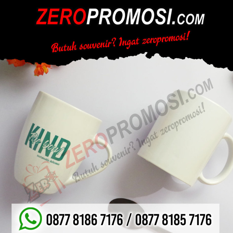 Souvenir Kantor Mug Keramik Putih Custom Logo, Perabotan Rumah di Carousell