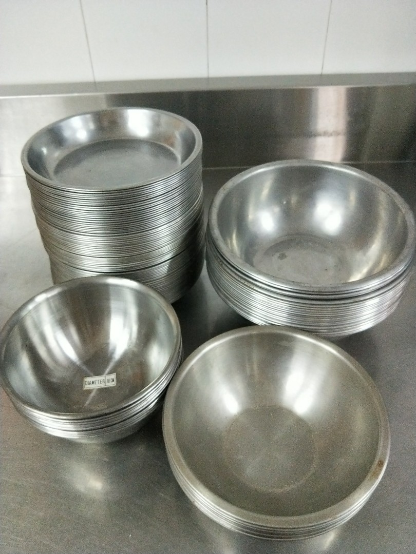 Stainless Steel plates and bowls, Furniture & Home Living, Kitchenware