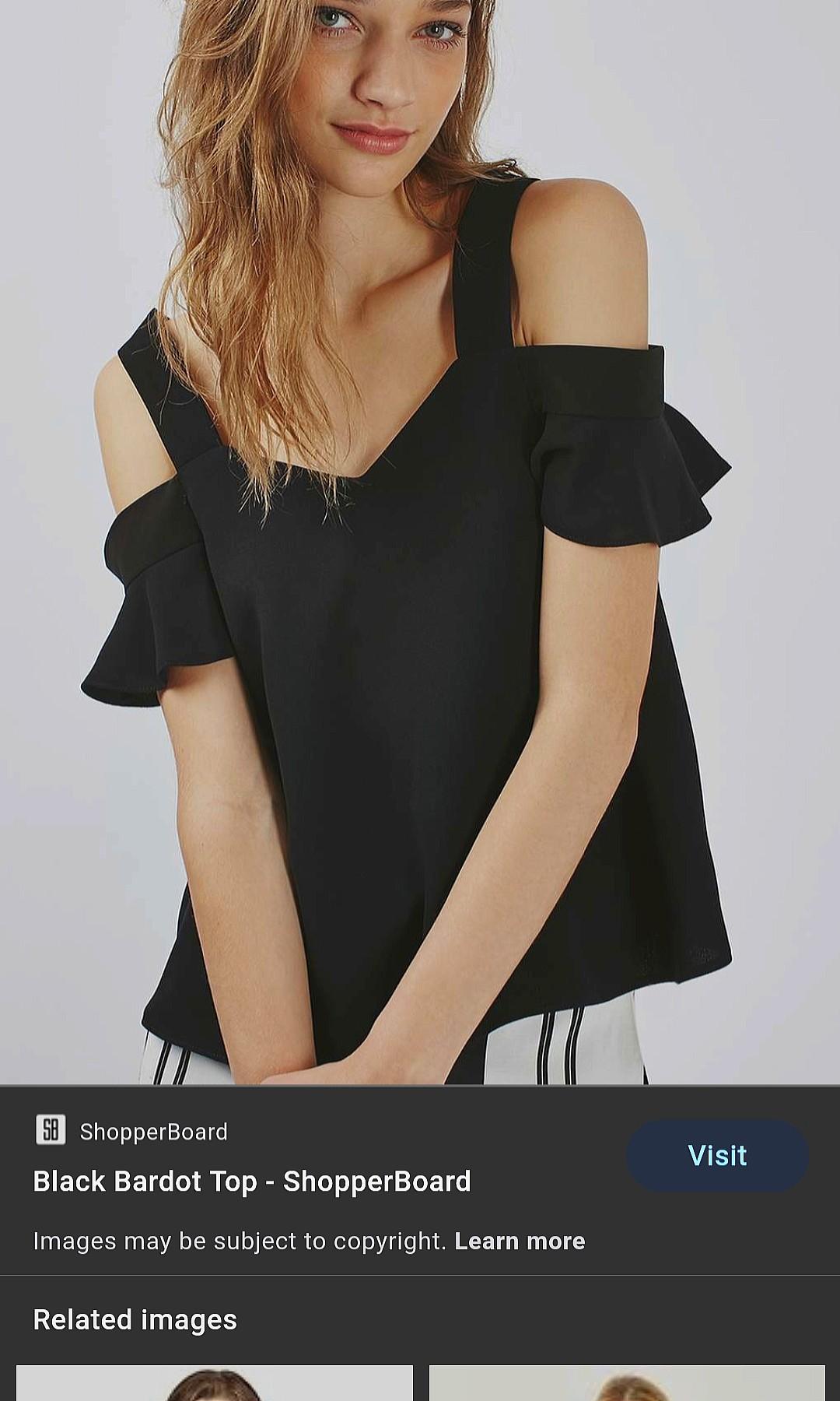 black bardot top with sleeves