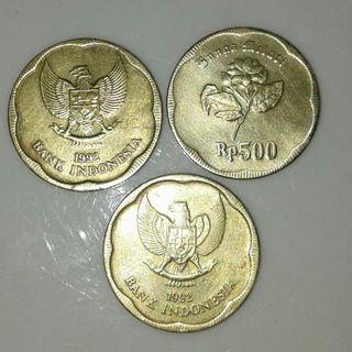 Uang Koin Business 500  Tahun 1991 - 1992.  seri Bunga Melati.