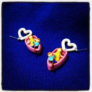 Valentines small love ship earrings