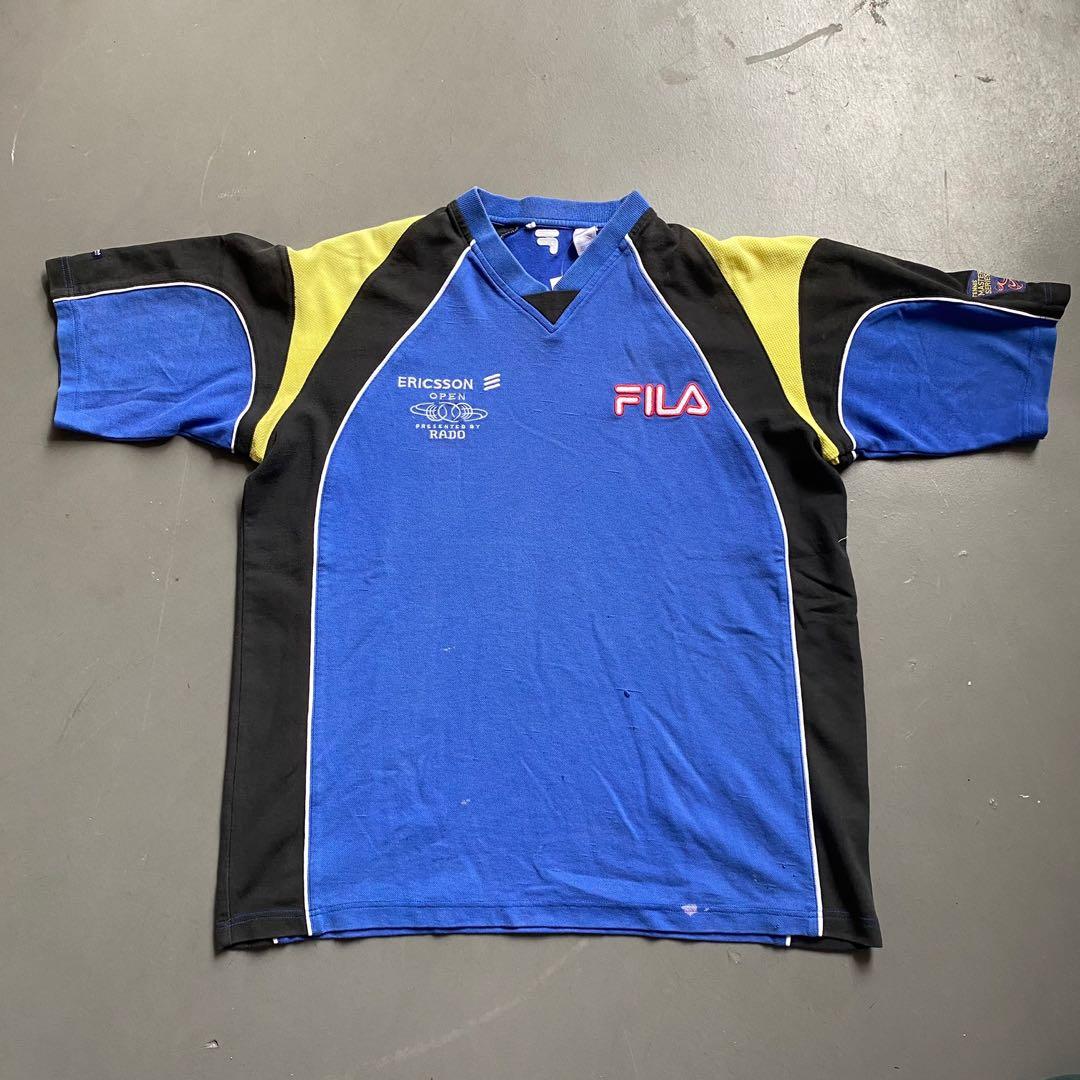 Vintage 90s Yellow Black Fila Football Monogram Jersey L