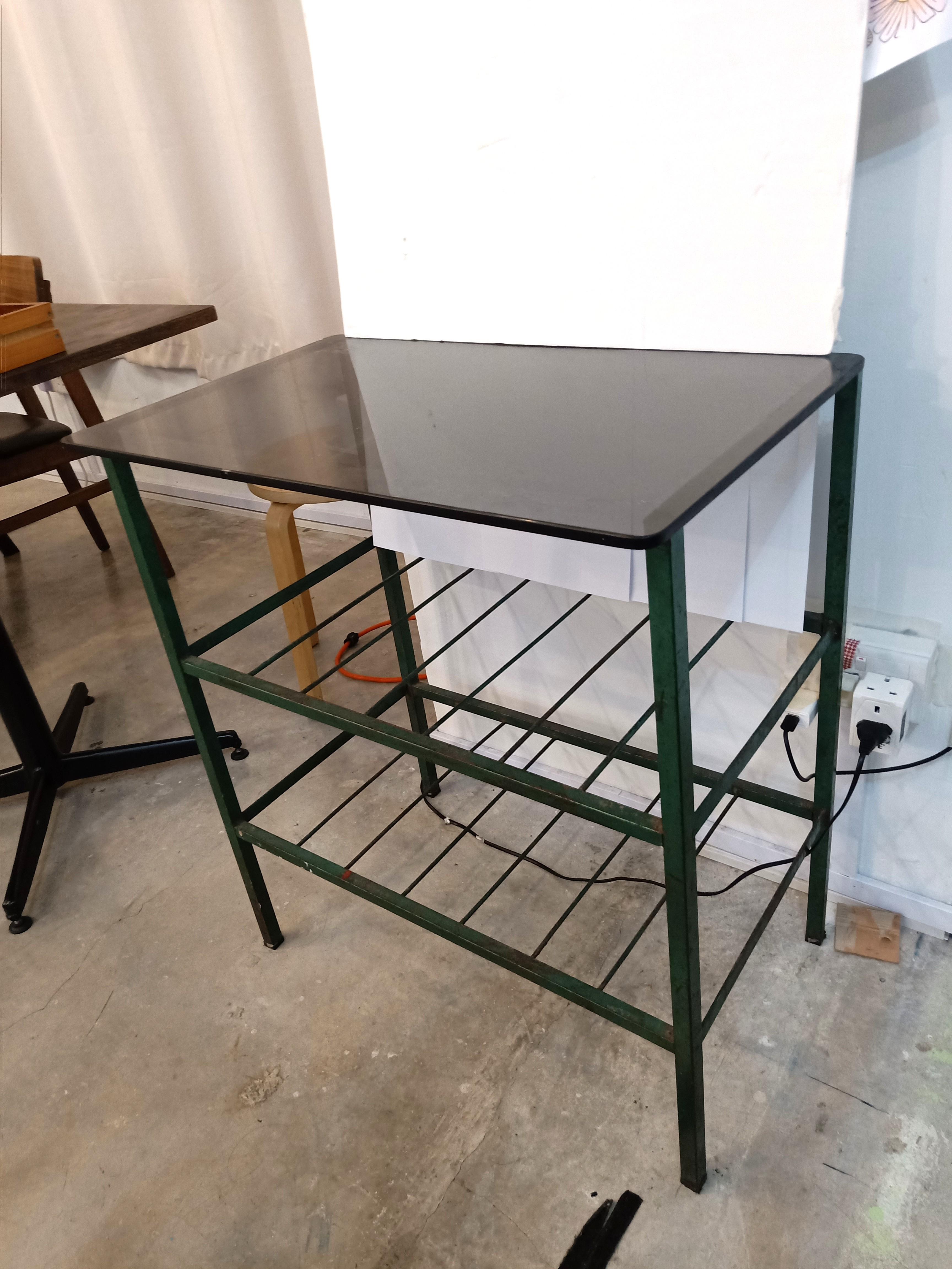 Vintage metal rack with glass top, Furniture & Home Living, Furniture