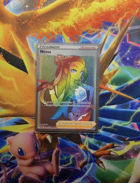 Vivid Voltage Rainbow Rare Nessa Full Art Trainer Pokemon Card, Hobbies