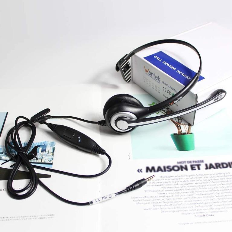 Wantek Phone Headset with Microphone Noise Cancelling, Telephone