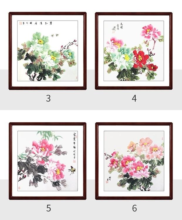 水墨画 花開富貴 木製フレーム付き 水墨画 花開富貴 木製フレーム付き （Yahoo!オークション -「花