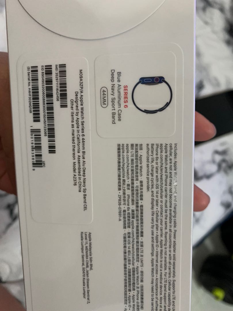 Apple Watch Series 6 Blue Aluminum case Deep Navy Sport Band 44MM