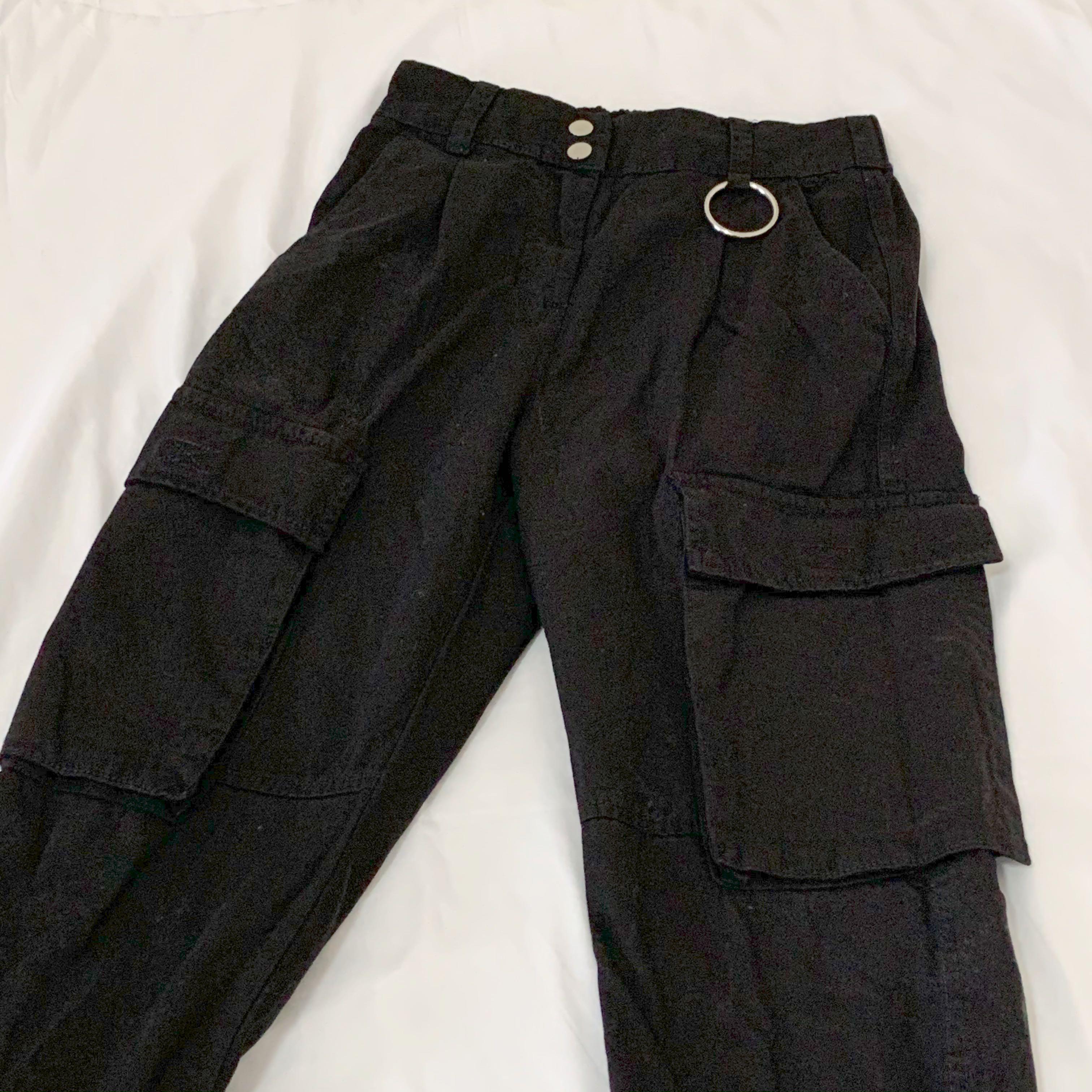 Bershka black cargo pants clearance