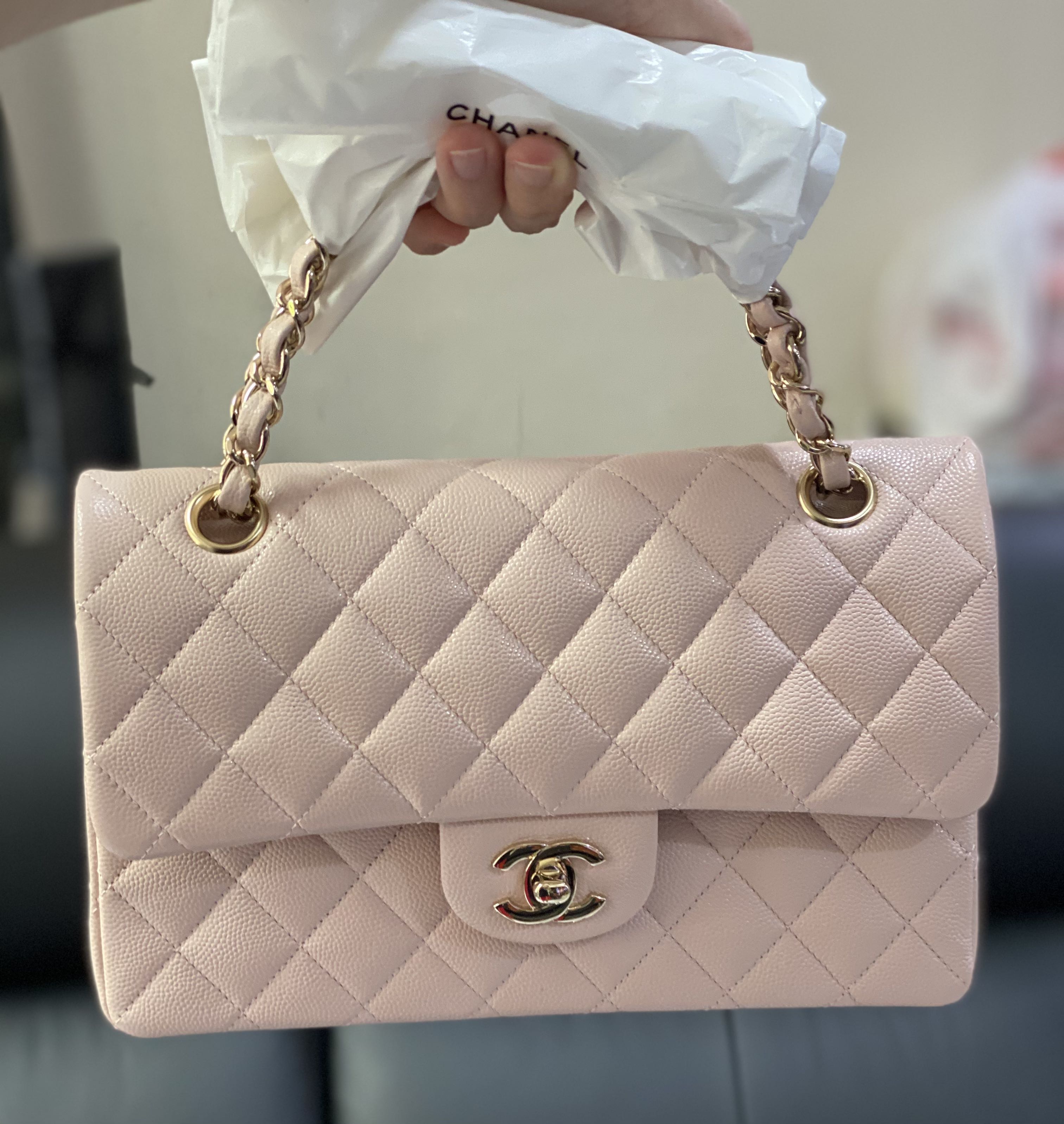 Chanel 23k pearl crush mini rectangle flap bag, Luxury, Bags