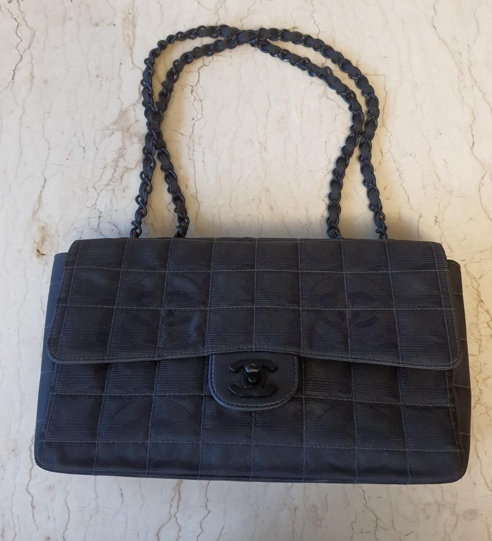 Chanel Bag Classic Flap Black Lambskin Nylon Matte Black Hardware Vintage