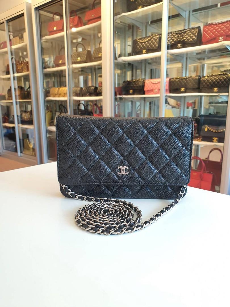 Chanel wallet on chain black caviar silver hardware discount