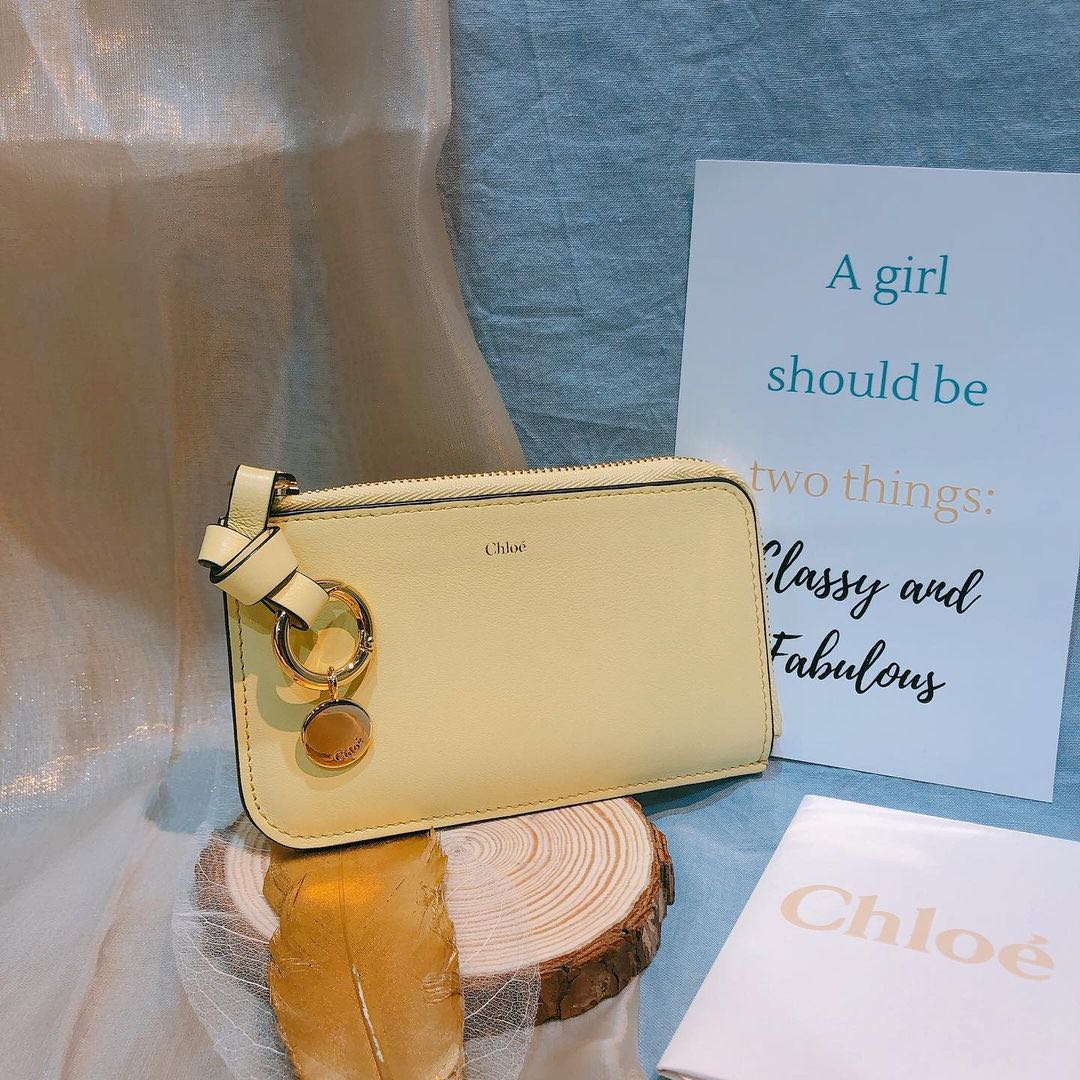Chloe Zipped Card Holder Yellow Lemonade, 女裝, 手袋及銀包, 銀包