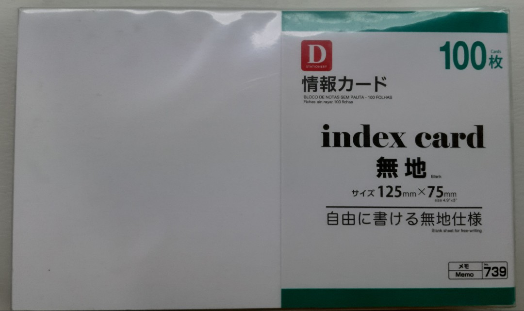 Daiso Japan Index Card / Flash Card, Hobbies & Toys, Stationery & Craft