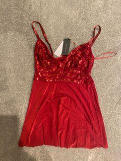 Detailed sequin red top