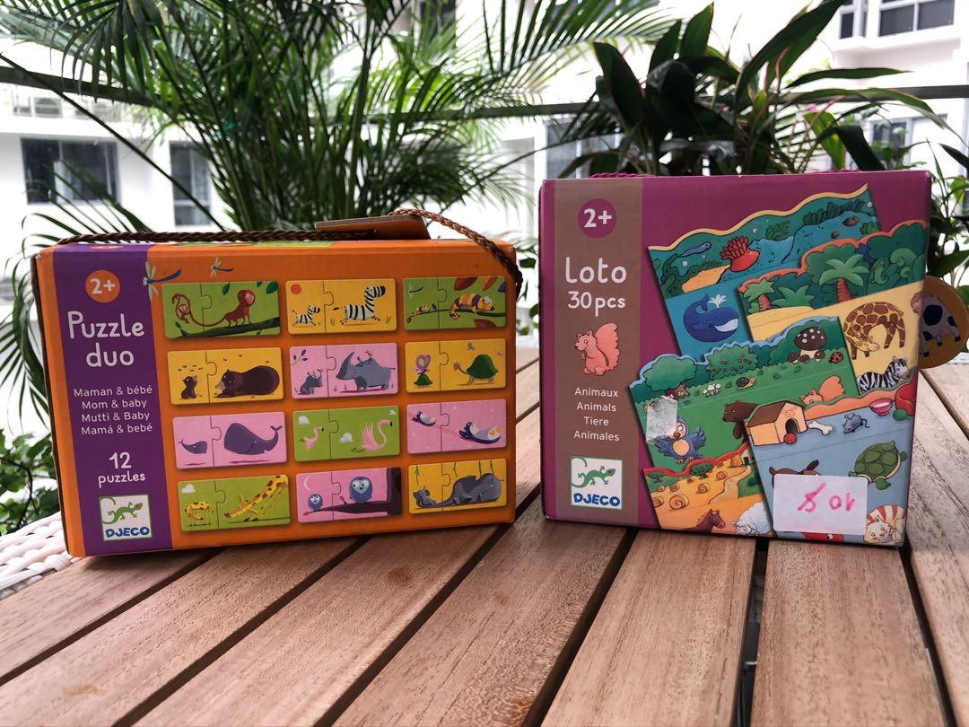 Djeco Set Of 2 Puzzle Duo And Loto Animal 2 Hobbies Toys Toys Games On Carousell