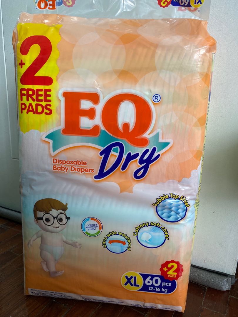 Eq Dry Tape Xl 60 2 Pads Babies Kids Bathing Changing Diapers Baby Wipes On Carousell