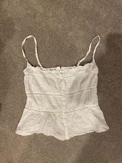 Flowy white singlet top with buttons